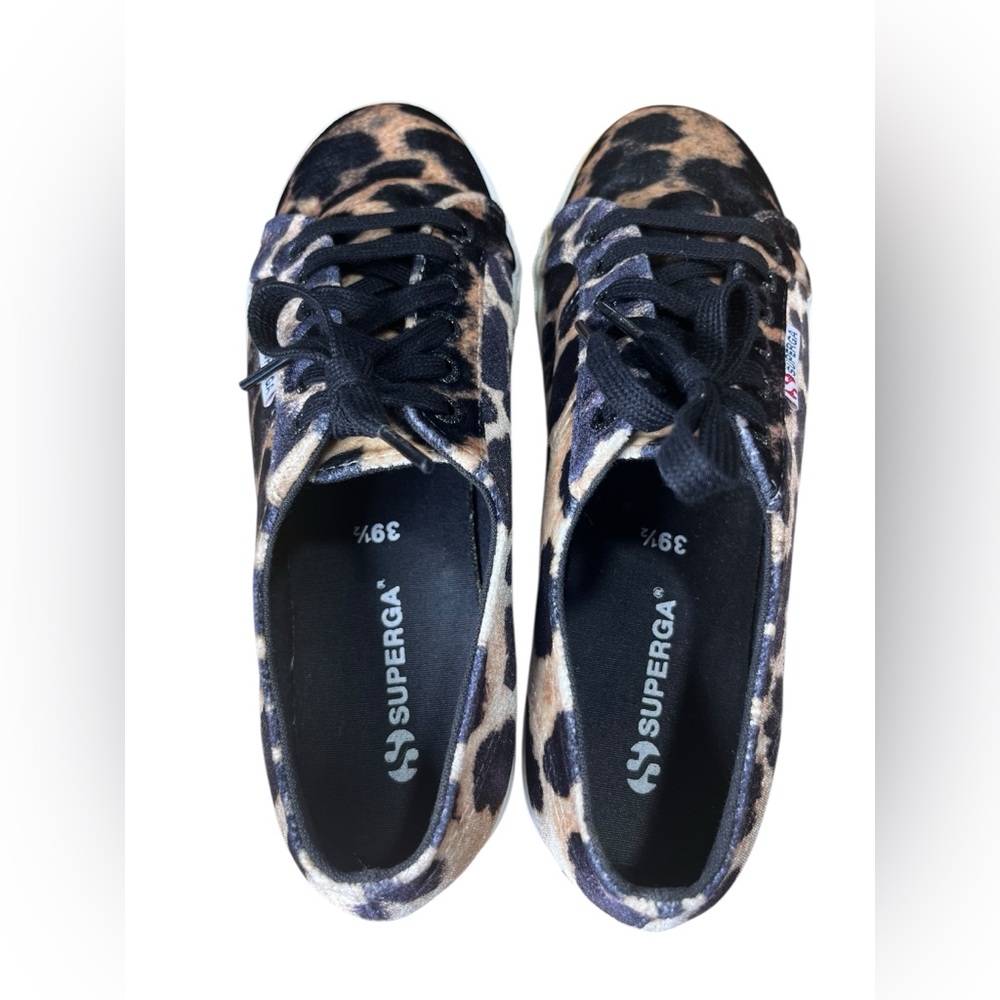 Superga Leopard Velvet Platform Sneakers Women’s 9.5 Animal Print Low Top - Picture 4 of 11